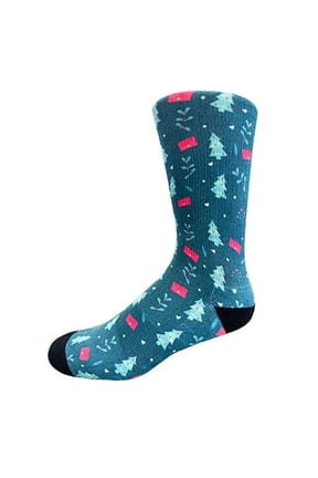 Christmas and Hanukkah Holiday Colorful CoolMax Crew Socks for Men & Women - Holly and Trees