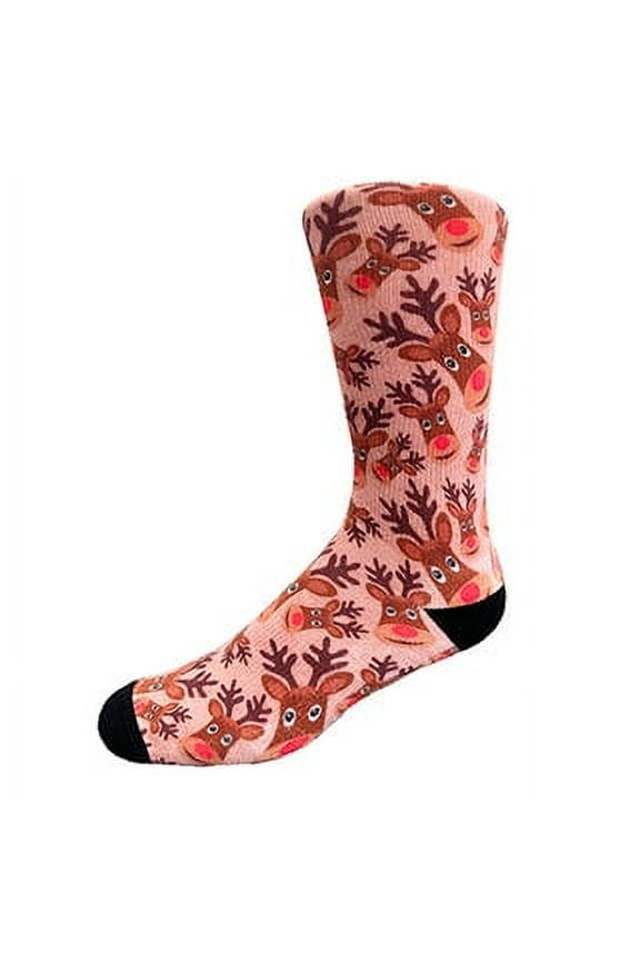 Christmas and Hanukkah Holiday Colorful CoolMax Crew Socks for Men & Women - Rudolph The Red-Nosed Reindeer