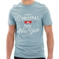 thumbnail image 1 of Christmas and a Happy New Year Typography Graphic Design Deluxe Jersey T-Shirt - Blue Mist 2XL, 1 of 4