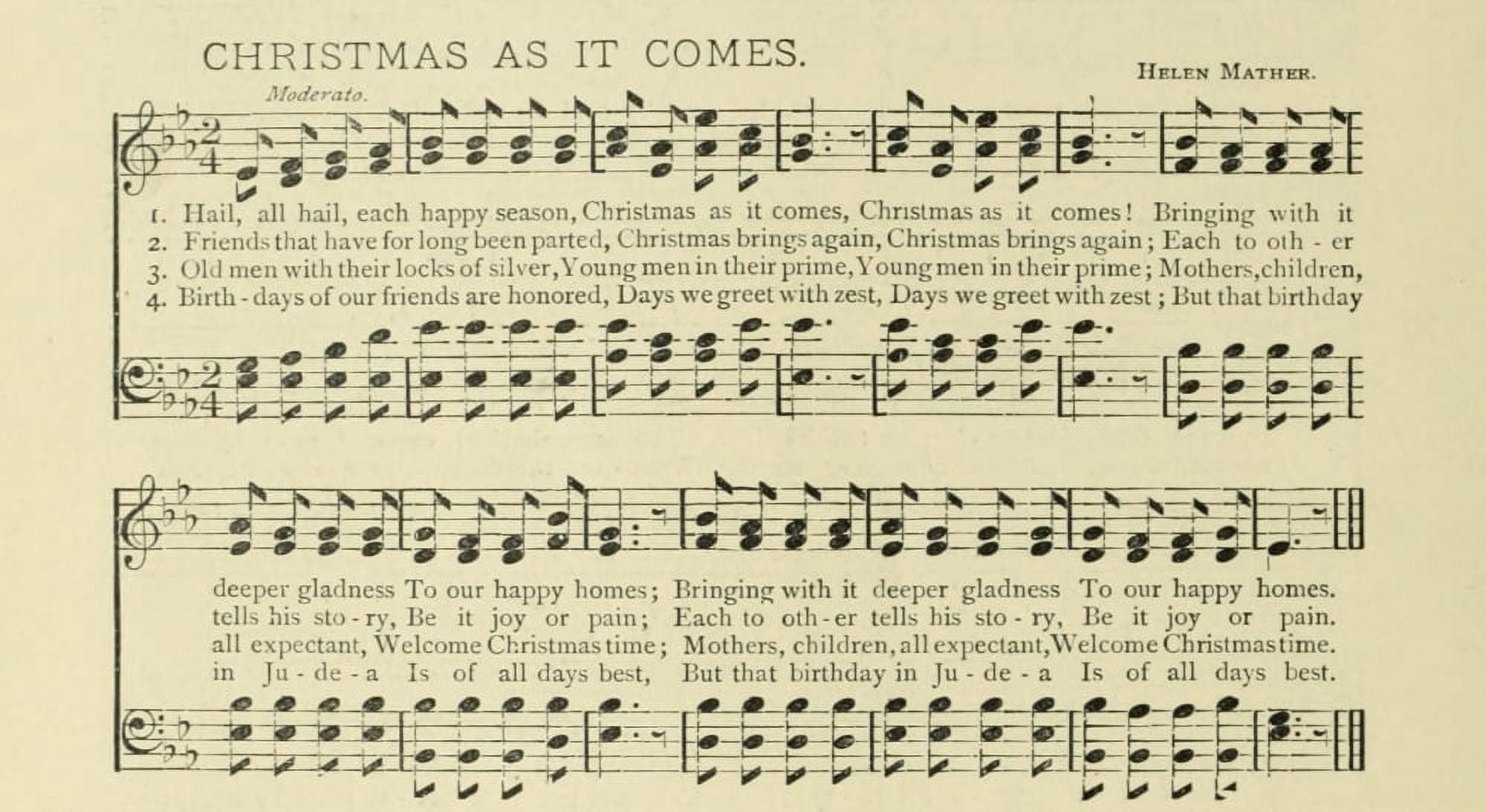 Christmas as it Comes Christmas in Song 1891 Canvas Art - (18 x 24)