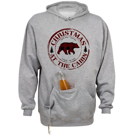 Christmas at the Cabin Beer Holder Tailgate Hoodie Sweatshirt Unisex Large Oxford