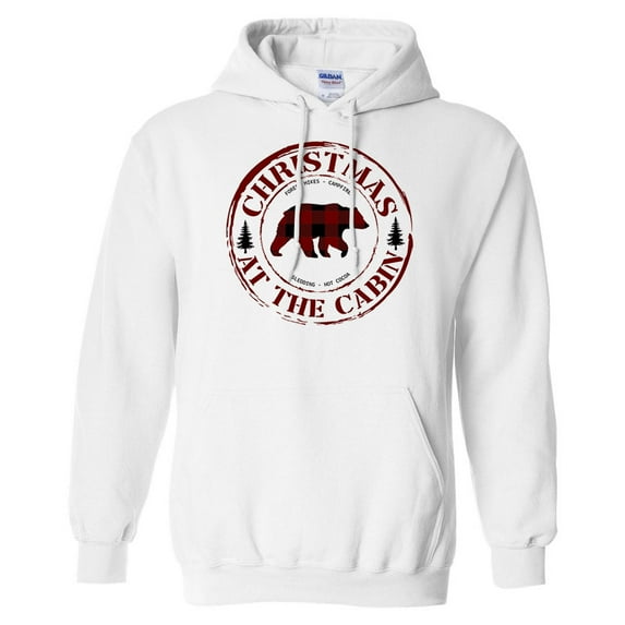 Christmas at the Cabin Hoodie Sweatshirt Unisex Large White