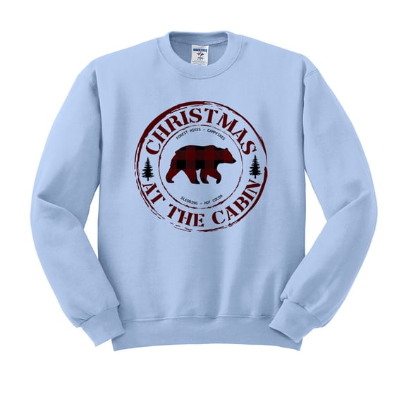 Christmas at the Cabin Sweatshirt Unisex Large Light Blue