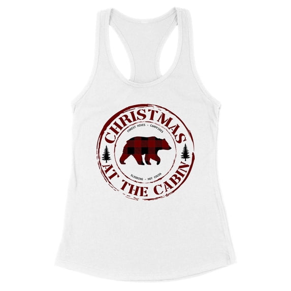 Christmas at the Cabin Tank Top Fitted Racerback Women's Large White