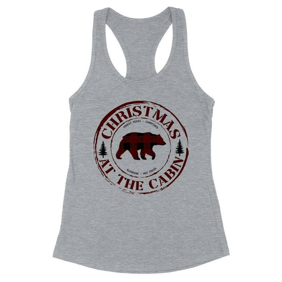 Christmas at the Cabin Tank Top Fitted Racerback Women's X-Small Heather Grey