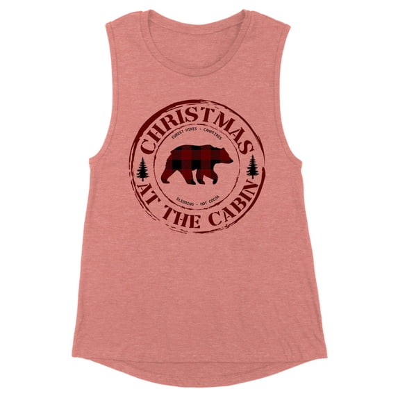 Christmas at the Cabin Women's Muscle Tank 2X-Large Desert Pink