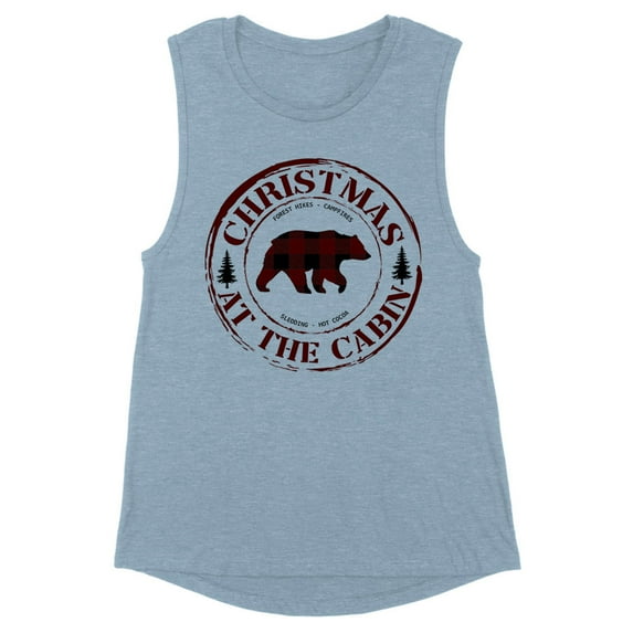 Christmas at the Cabin Women's Muscle Tank Small Stonewash Denim