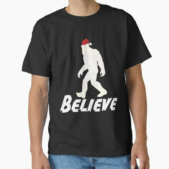 Christmas bigfoot believe winter festive sasquatch themed art Unisex T-Shirt, up to size 5XL