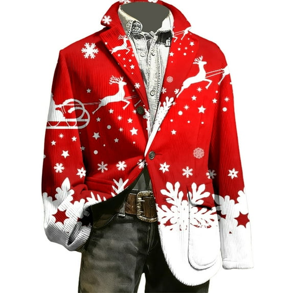 Christmas blazer for men Corduroy Jacket For Holiday Formal And Casual Wear With Comfortable Fit And Modern Style