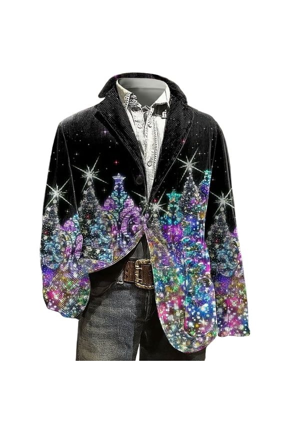 Christmas blazer for men Corduroy Print Holiday Party Jacket For Formal Events And Casual Business Wear