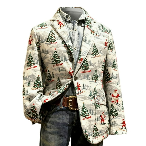 Christmas blazer for men Corduroy Print Holiday Party Jacket For Formal Events And With Stylish Design And Comfortable Fit