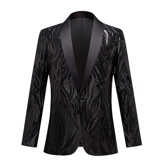 Christmas blazer for men Men's Autumn Slim Fit Casual Style Black Sequinned Suit Jacket