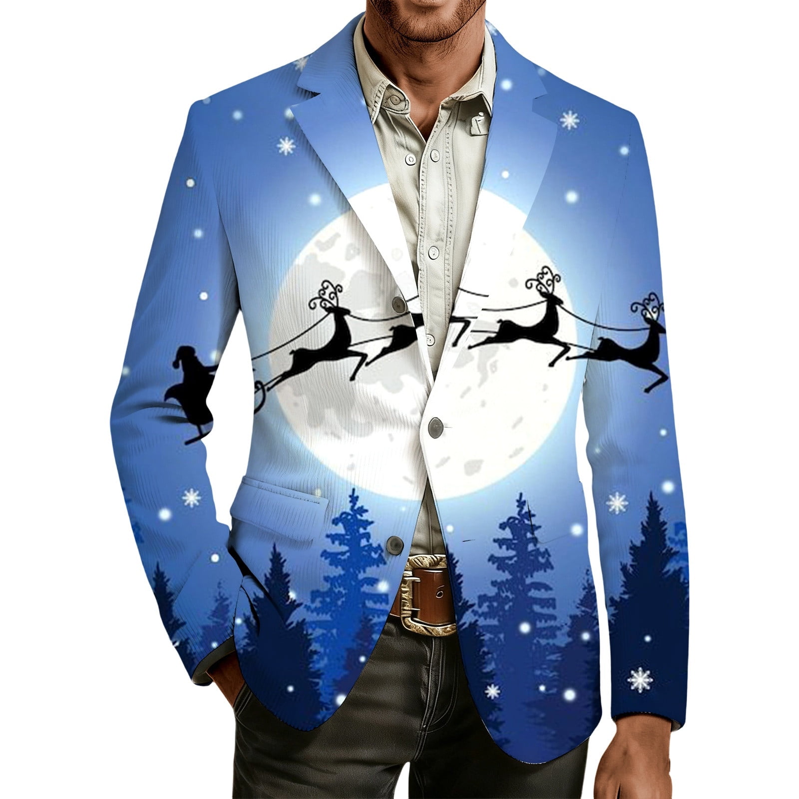 Christmas blazer for men Corduroy Sport Coat With Festive Print Notch ...
