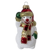 Christmas by Krebs Blown Glass Collectible Ukrainian Figurine 4.75 Snowman Waving