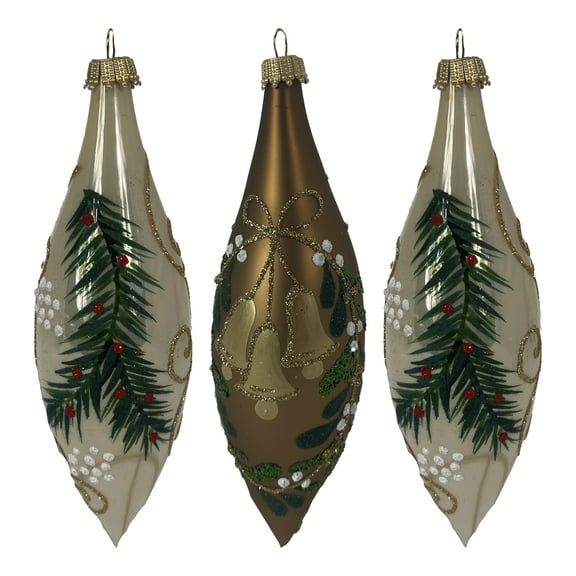 Christmas by Krebs Blown Glass Collectible Ukrainian Figurine (5.6" Christmas Forest Glass Finial Set)