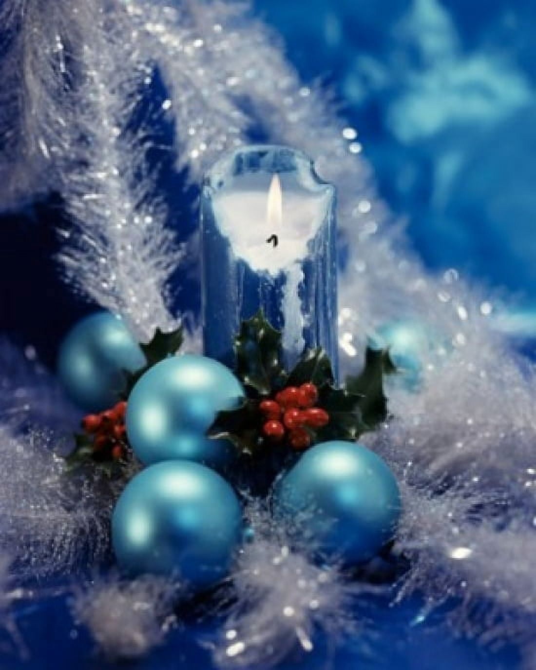 Christmas candle near Christmas ornaments Canvas Art - (24 x 36)