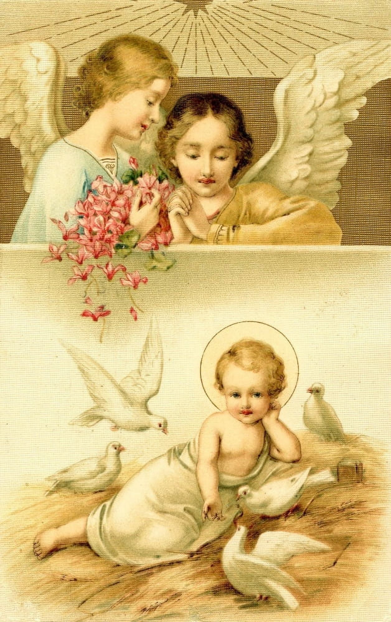 Christmas card Angels & Jesus (artist unknown) Canvas Art - (18 x 24)