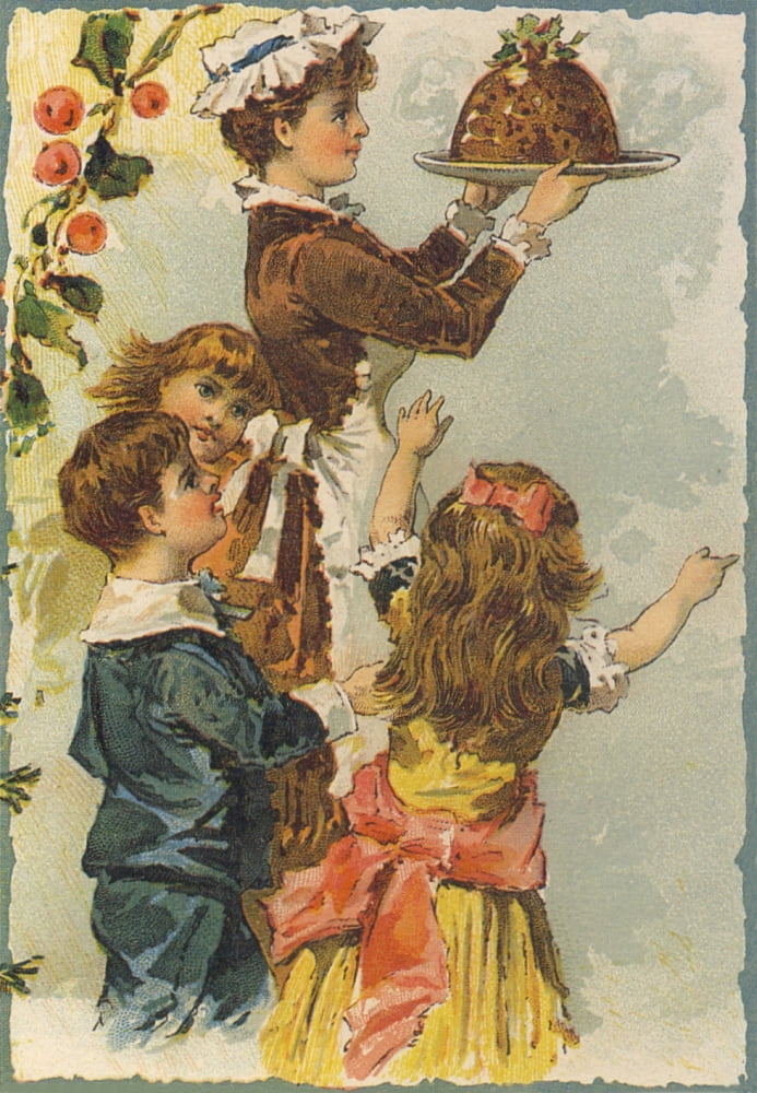 Christmas card Christmas Pudding (unknown artist) Canvas Art - (24 x 36)