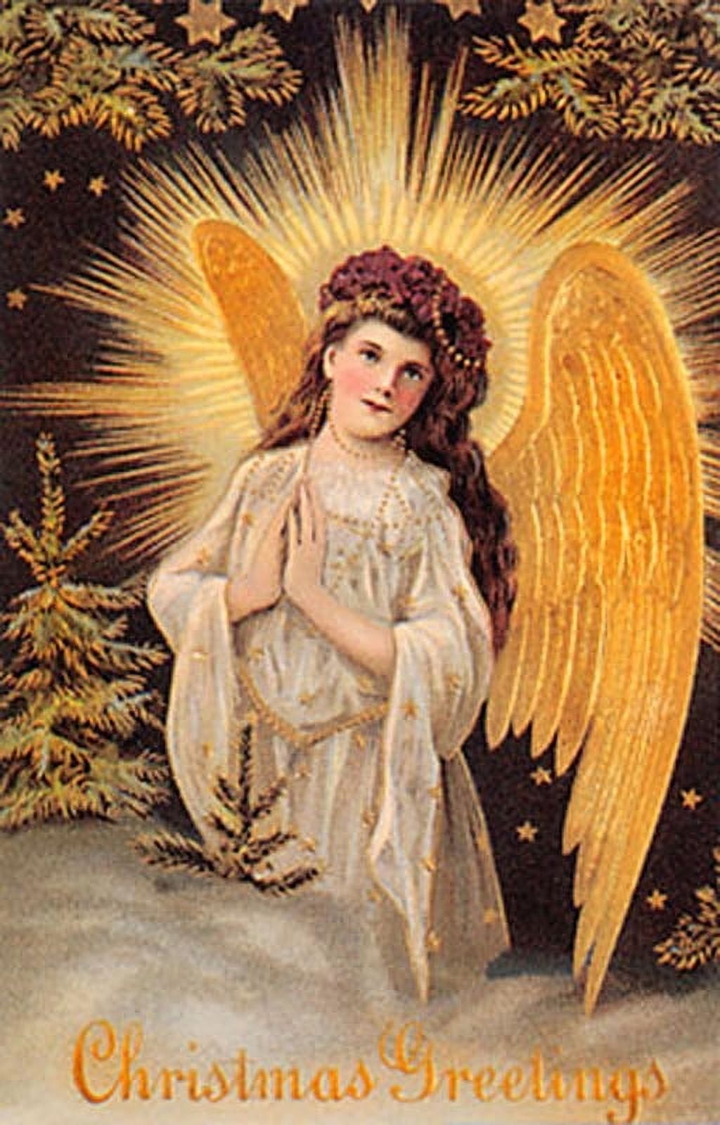 Christmas card Christmas angel (unknown artist) Canvas Art - (24 x 36)
