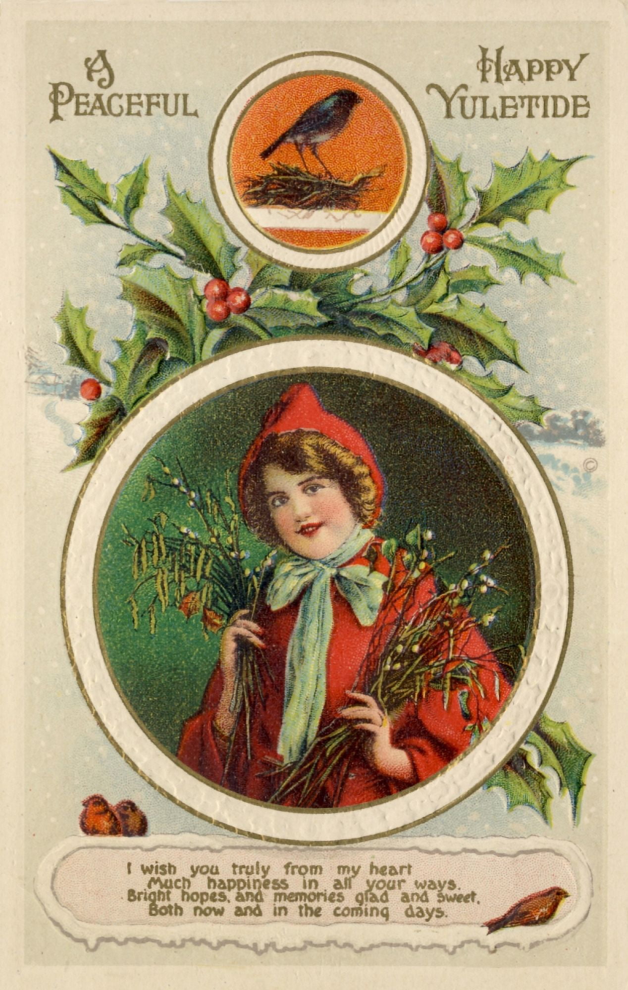 Christmas card Happy Yuletide 1914 (unknown artist) Canvas Art - (24 x 36)