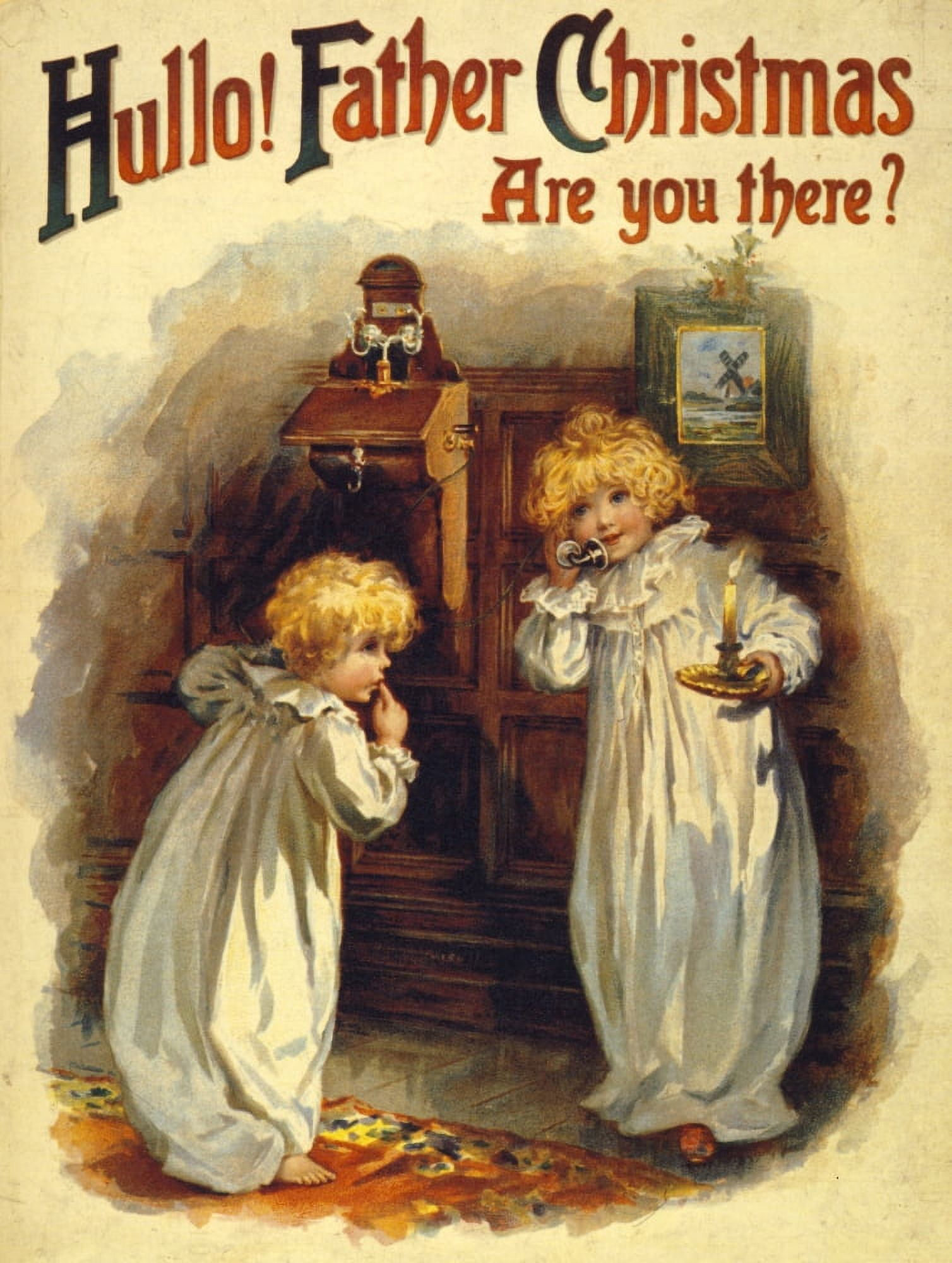Christmas card Hello Father Christmas Are you there (unknown artist) Canvas Art -  (18 x 24)