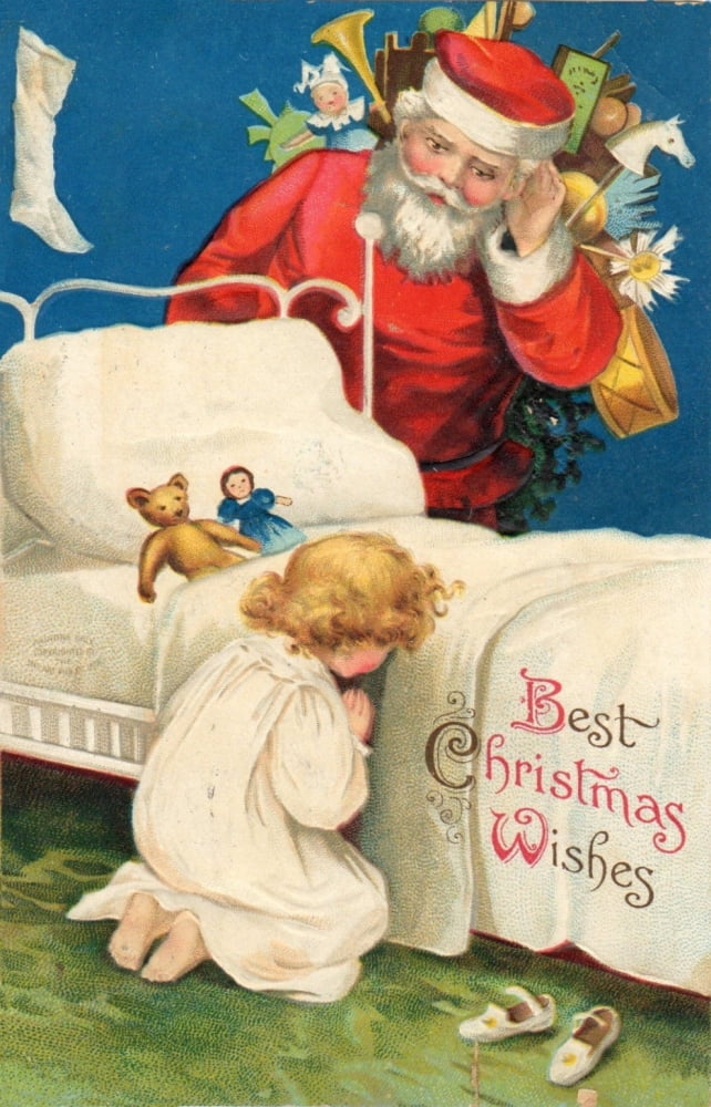 Christmas card Santa Canvas Art - Ellen Clapsaddle (24 x 36)