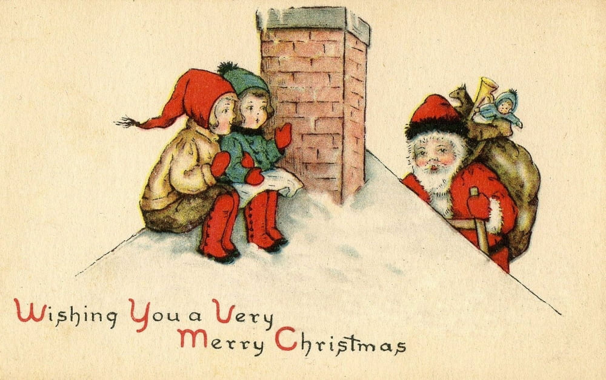 Christmas card Wishing you a very Merry Christmas (Santa) Canvas Art - (24 x 36)