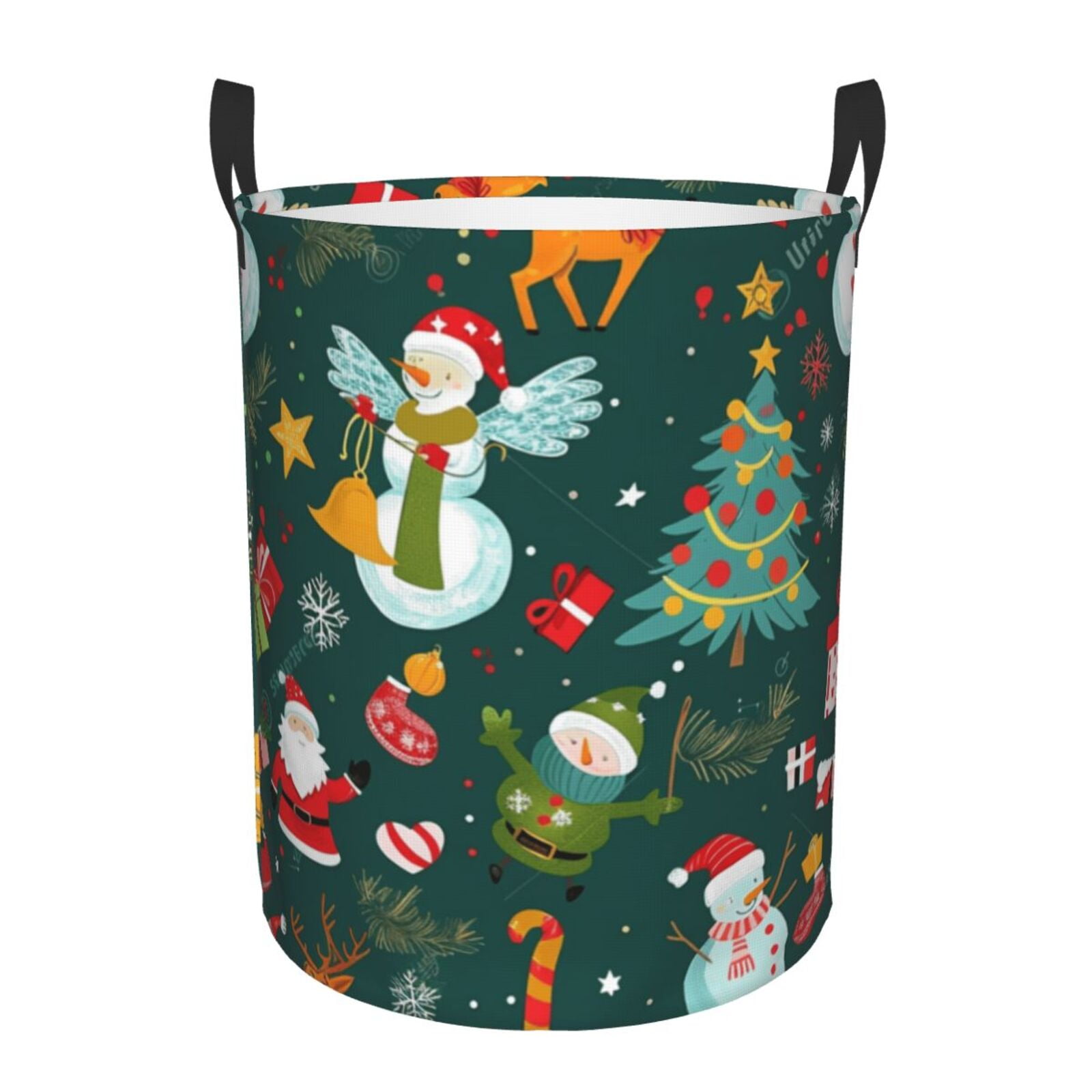 Christmas cartoon printing Circular laundry basket, dirty clothes