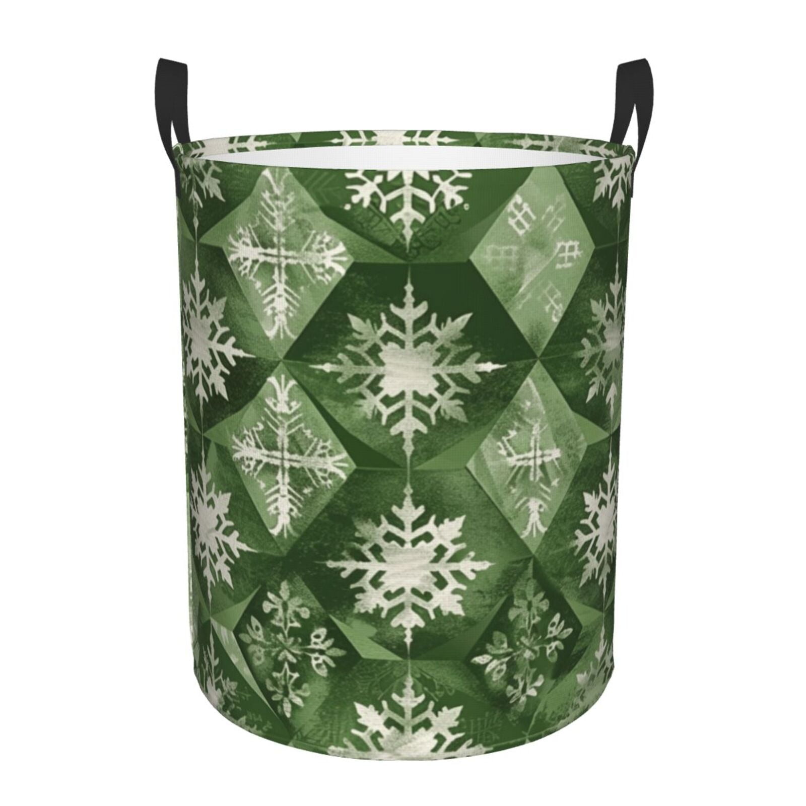 Christmas cartoon printing basket with handle, circular laundry basket