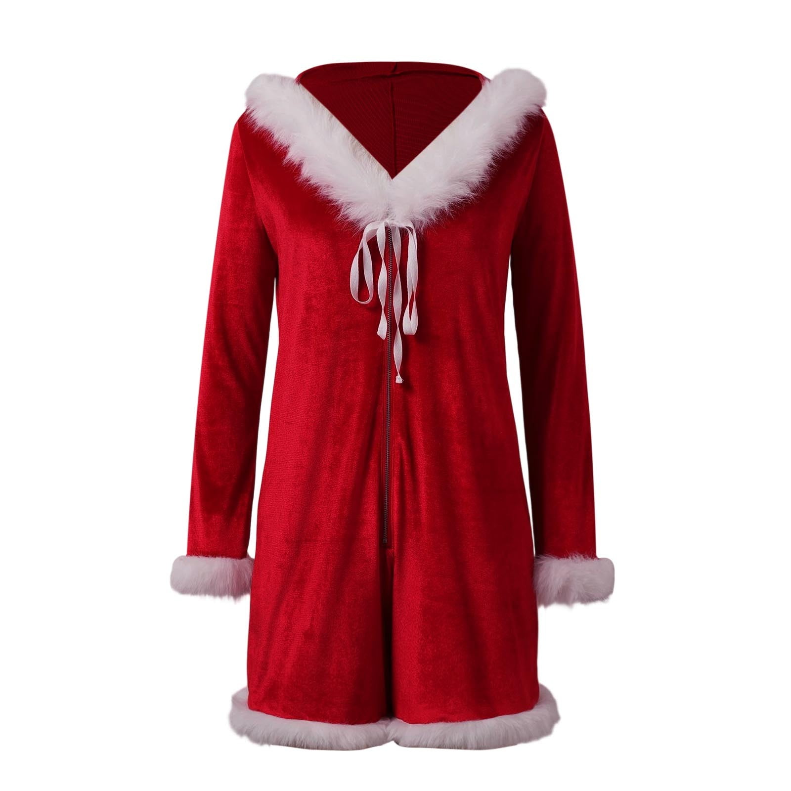 Christmas clothes Christmas decorations Elegant Party Velvet Hooded  Jumpsuit Festive Red For Holiday Gatherings And Events santa suit -  Walmart.com