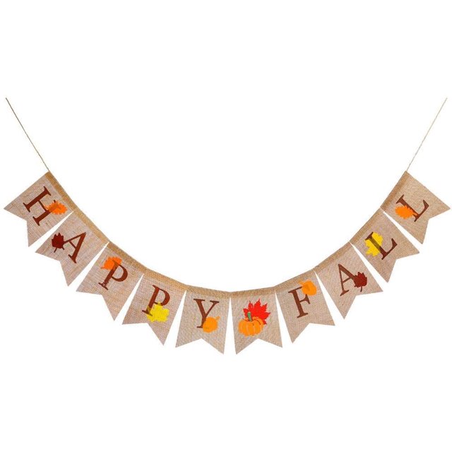 Christmas decor Happy Fall Pumpkin Burlap Banner, Thanksgiving Fall