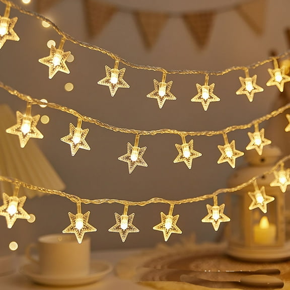 Christmas decoration LED lights, 10m indoor and outdoor star snowflake bubble ball small colored lights, party and holiday warm light atmosphere lights