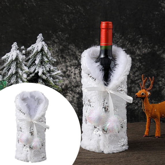 Christmas decoration wine bottle set with silver snowflakes