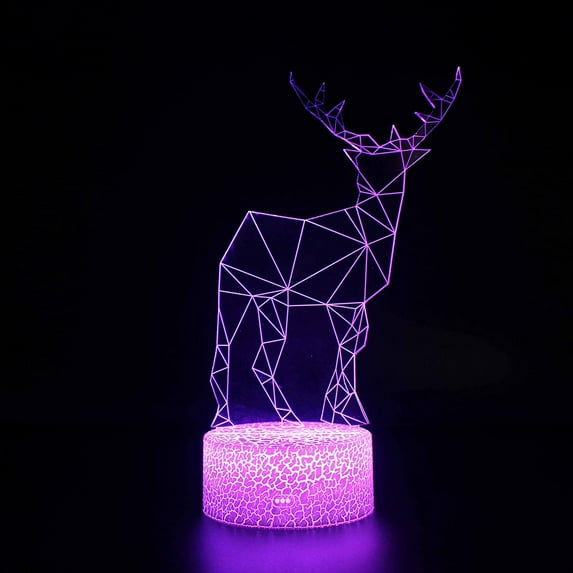 Christmas deer 3D Night Light 16 Color Change Lamp Acrylic Flat ABS Base USB Charger Home Decoration Toy Brithday Xmas Kid Children Gift
