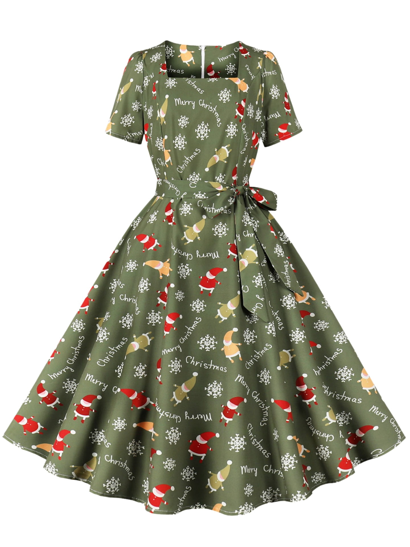 Short Sleeve Vintage Print Dress