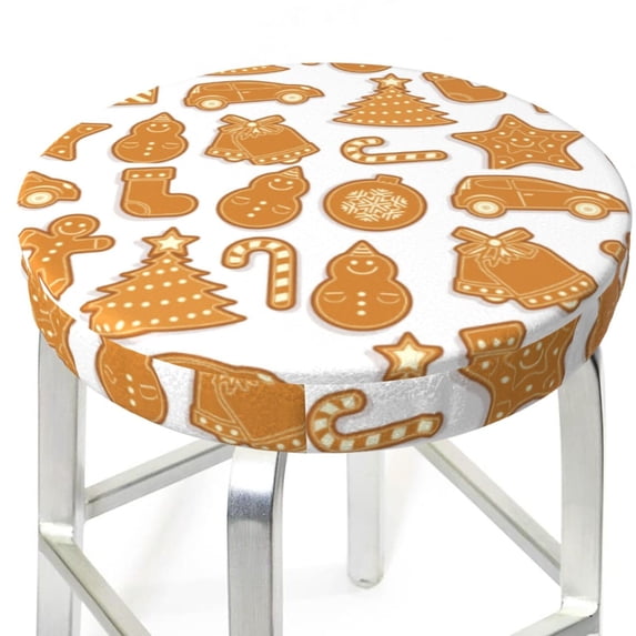 Christmas elements Round Bar Stool Seat Covers, Elastic Round Chair Cover Stool Seat Slipcover Bar Stool Cushions Round Pad for 12-14 inch
