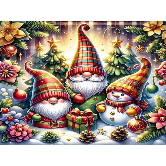 5D DIY Diamond Art Kits for Adults Beginners,Christmas Gnome Full Drill Diamond Dots Gem Art,Home Wall Decor 13.8x13.8inches.