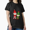 thumbnail image 1 of Christmas elves festive playful winter themed seasonal holiday artwork Unisex T-Shirt, up to size 5XL, 1 of 2