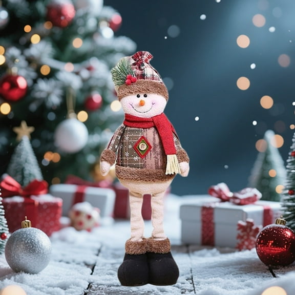 Christmas figurine ornaments, Standing Snowman/Santa/Deer Doll, Christmas Fall Decorations for Home Xman Decor Christmas Decor Ceramic Fall Decor Shelf Sitters with Dangling Legs Christmas