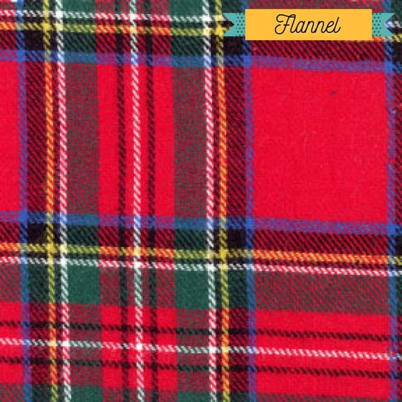 Christmas flannel fabric, Red green black plaid cotton flannel fabric, Sold by the Quarter Yard