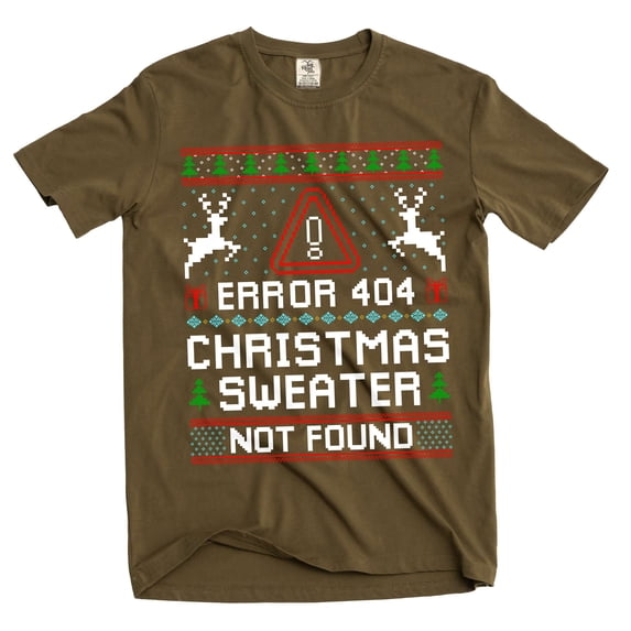Christmas funny Error 404 Sweater not found T-shirt ugly sweater style Tee (3X-Large Military Green)
