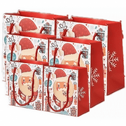DADUMK 6PCS Christmas Gift Bags, Christmas Gift Bag Reusable Tote Bags with Handle, (S+M+L)*2