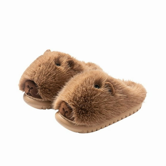 Christmas gift new fashion slippers, cute pet Kabibara slippers, cartoon plush cotton slippers for home wear