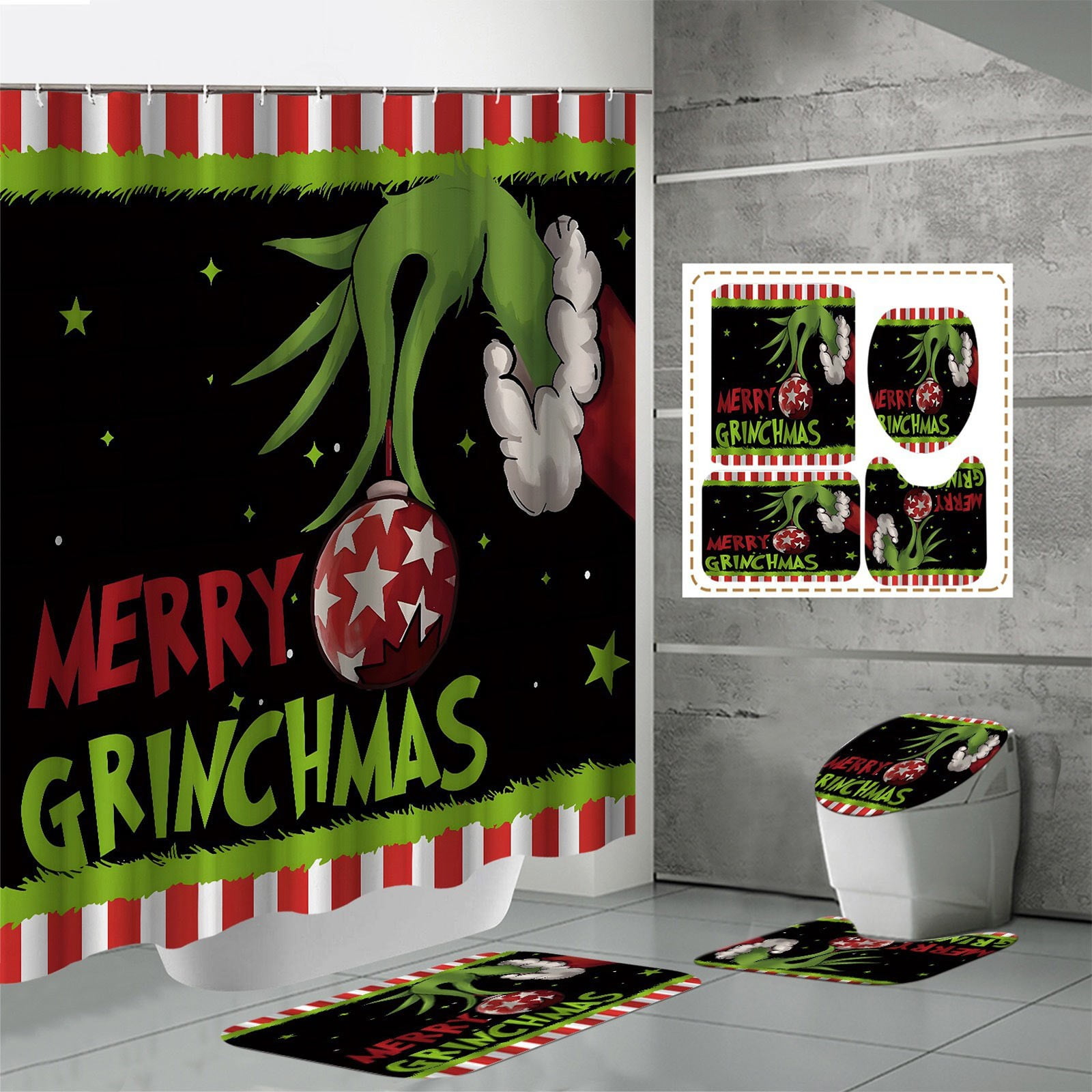 Christmas gift savings Gasue Grinch Bathroom Set Christmas Snowman ...