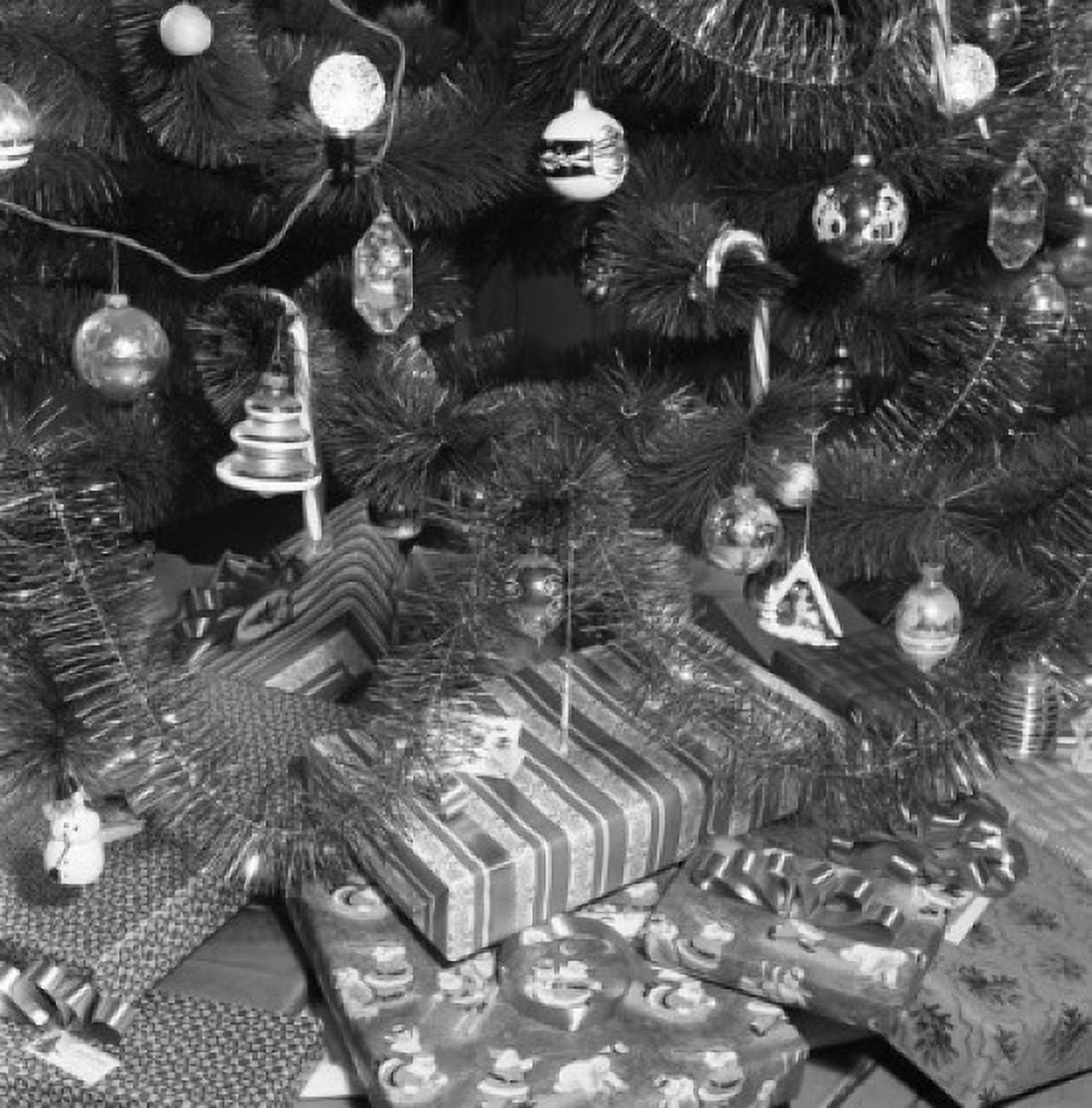 Christmas gifts under Christmas tree close-up Canvas Art - (24 x 36)