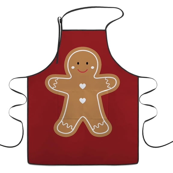 Christmas gingerbread man Aprons accessories for Adults - Cute Kitchen Cooking Humor Aprons,funny Xmas Holiday Home Chef Baking Party Gift For Men & Women Red