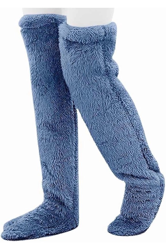 Christmas goose down knee-high socks, women's comfortable long plush socks, comfortable winter stockings, soft thigh-high, suitable for outer wear.