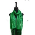 thumbnail image 1 of Christmas green Sequin Glitter Beaded Shawl mass Scarf Wrap Veil Forma Party Prom festival rave, 1 of 1