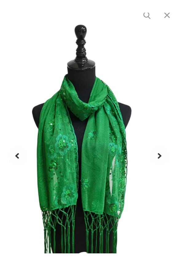Christmas green Sequin Glitter Beaded Shawl mass Scarf Wrap Veil Forma Party Prom festival rave