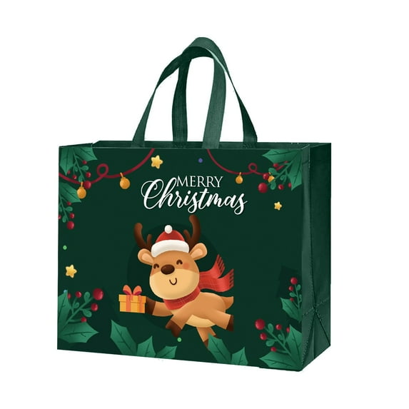 Christmas hand-held gift bag Reusable Tote with Non-Woven Fabric Bag Shopping Box for Holiday Party Surprise Carry, Xmas Party Favors